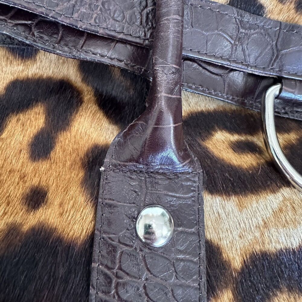 Maurizio Taiuti GENUINE LEATHER COWHIDE CALF HAIR Tote Handbag MADE IN ITALY - Picture 15 of 16